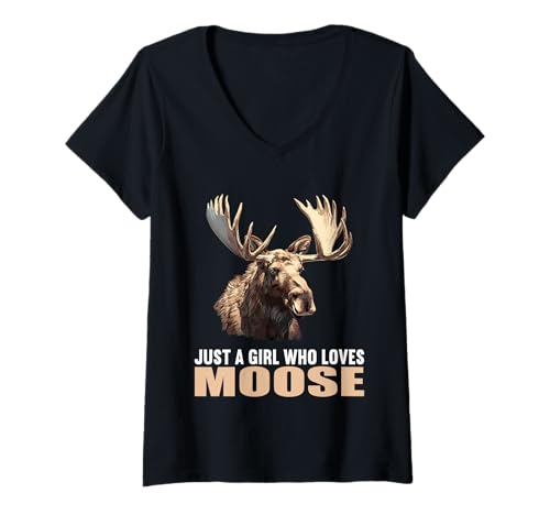 Damen Elche Elch T-Shirt mit V-Ausschnitt von Elche Elch Tier Shop