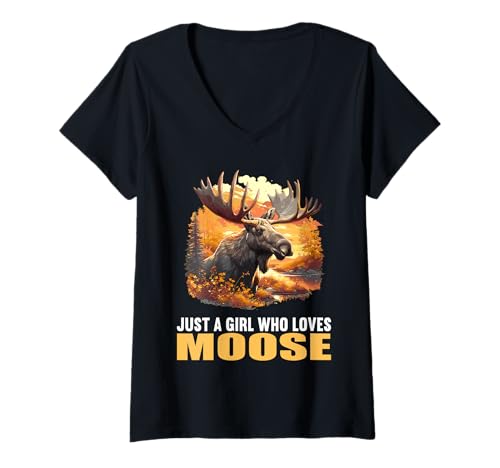 Damen Elche Elch T-Shirt mit V-Ausschnitt von Elche Elch Tier Shop