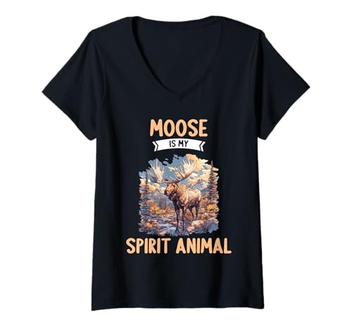 Damen Elche Elch T-Shirt mit V-Ausschnitt von Elche Elch Tier Shop