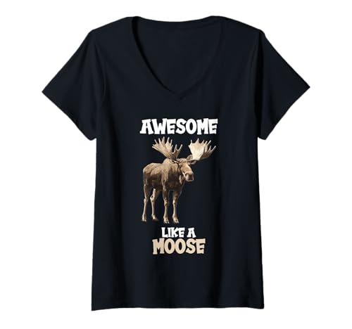 Damen Elche Elch T-Shirt mit V-Ausschnitt von Elche Elch Tier Shop