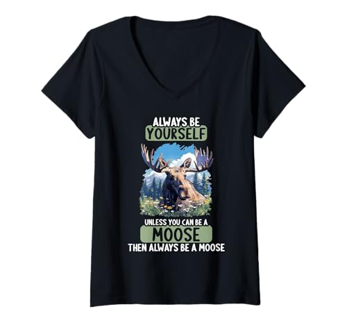 Damen Elche Elch T-Shirt mit V-Ausschnitt von Elche Elch Tier Shop