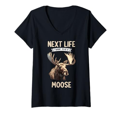 Damen Elche Elch T-Shirt mit V-Ausschnitt von Elche Elch Tier Shop
