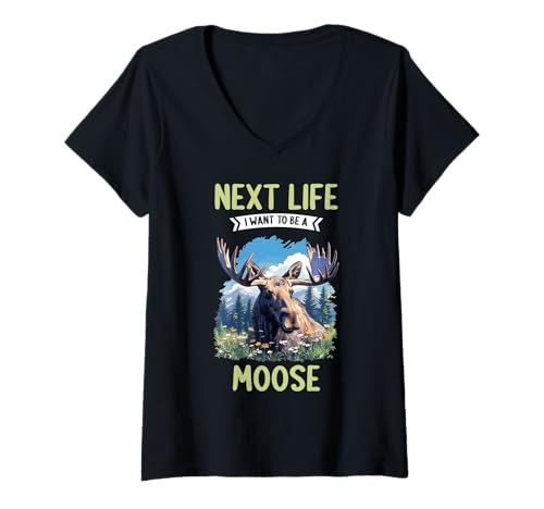Damen Elche Elch T-Shirt mit V-Ausschnitt von Elche Elch Tier Shop