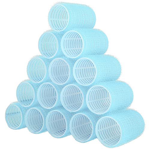 Elcoho 15 Stück selbsthaftende Lockenwickler, Set mit selbsthaltenden Lockenwicklern für Salon, Friseur, Lockenwickler, Lockenwickler für Frauen und Männer, Hellblau von Elcoho