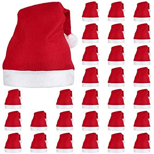 Elcoho 30 Stück rote Weihnachtsmannmütze, kurzer Plüsch mit weißen Bündchen, Vliesstoff, Weihnachtsmütze, Weihnachtsmannmütze (rot) Elcoho 30 Stück rote Weihnachtsmannmütze, kurzer Plüsch mit weißen Bündchen, Vliesstoff, Weihnachtsmütze, Weihnachtsmannmütze (rot) von Elcoho