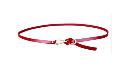 Ele Gens Damen Leder Schmal Gürtel Taillengürtel Hüftgürtel Belt (Rot) von Ele Gens