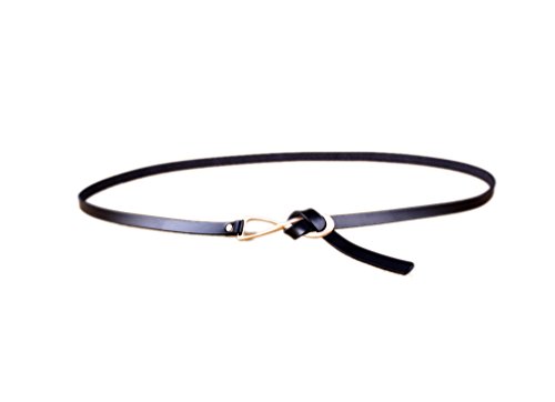 Ele Gens Damen Leder Schmal Gürtel Taillengürtel Hüftgürtel Belt (Schwarz) von Ele Gens