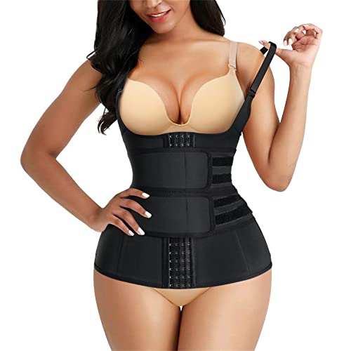 Eleady Taillentrainer Weste für Frauen Unterbrust Korsett Cincher Bauchkontrolle Body Shaper Sport Girdle mit verstellbarem Gürtel, schwarz, Small von Eleady