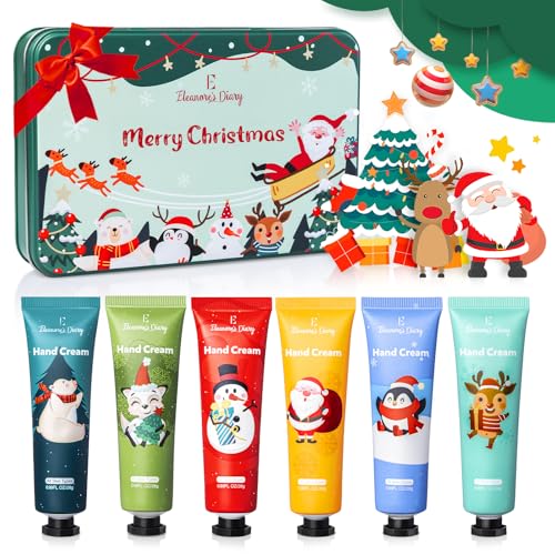 Handcreme Weihnachten Set, Eleanore's Diary Handcreme Set Mini, 6PCS Sheabutter Handcremes Set, Hand Cream für trockene Hände, Kleinigkeiten für Adventskalender Frauen, Geschenk für Frauen von Eleanore's Diary