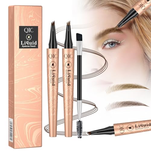 2 Augenbrauenstifte mit Pinsel, dunkel- und hellbraun, wasserfester Augenbrauenstift, 2-in-1 Microblading-Augenbrauenstift mit zwei Enden,einfache Erstellung natürlicher Augenbrauenfarben(Einzelkopf) von Electri-HQ