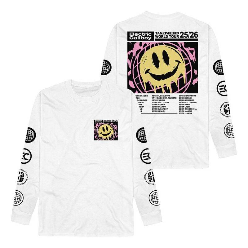 Electric Callboy Langarmshirt - Tanzneid Tour Smile - S bis 3XL - für Männer - Größe 3XL - weiß  - Lizenziertes Merchandise! von Electric Callboy