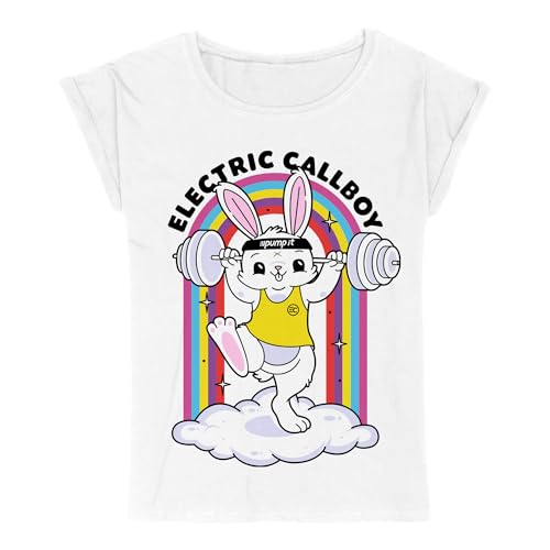 Electric Callboy Pump It Bunny Frauen T-Shirt weiß S 100% Baumwolle Band-Merch, Bands von Electric Callboy