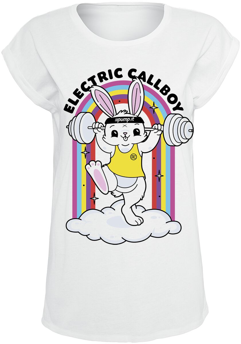 Electric Callboy Pump It Bunny T-Shirt weiß in S von Electric Callboy