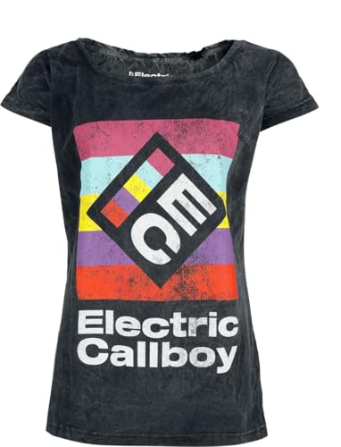 Electric Callboy Square Logo Frauen T-Shirt grau M 100% Baumwolle Band-Merch, Bands von Electric Callboy