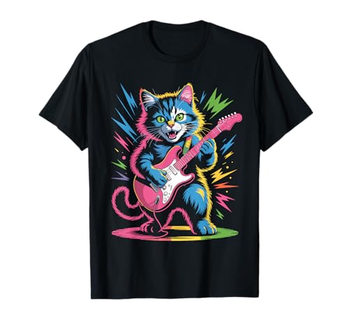 Rock Star Cat spielt E-Gitarre Rolle Männer Frauen Kinder T-Shirt Rock Star Cat spielt E-Gitarre Rolle Männer Frauen Kinder T-Shirt von Electric Rock Guitar Cat Apparel