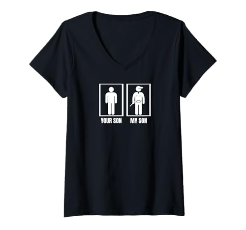 Damen Elektroingenieure Dein Sohn Mein Sohn Papa Lustiger Elektriker T-Shirt mit V-Ausschnitt von Electrician Gifts For Men And Women