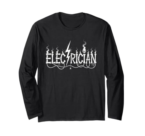 Halloween Elektriker Skelett Gruselkostüm Herren Langarmshirt von Electrician Halloween Skull Costume
