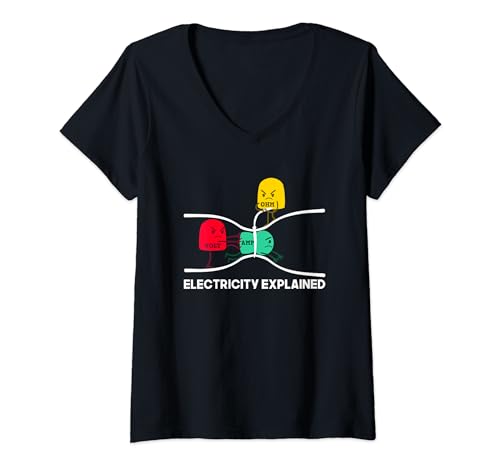 Damen Electricity Explained stuff I funny Physik Nerd Geschenk T-Shirt mit V-Ausschnitt von Electricity Explained Stuff: Physics Teacher Gifts