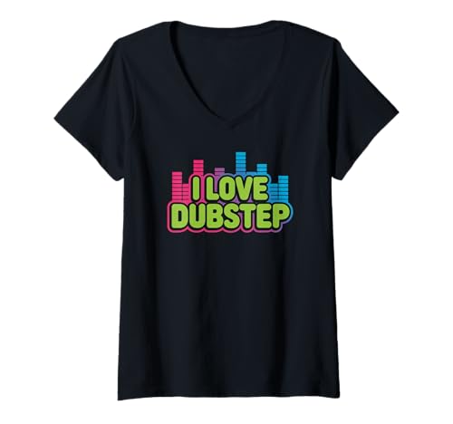 Damen Ich Liebe leidenschaftliche Dubstep-Musikfans T-Shirt mit V-Ausschnitt Damen Ich Liebe leidenschaftliche Dubstep-Musikfans T-Shirt mit V-Ausschnitt von Electronic Dance Music Enthusiasts