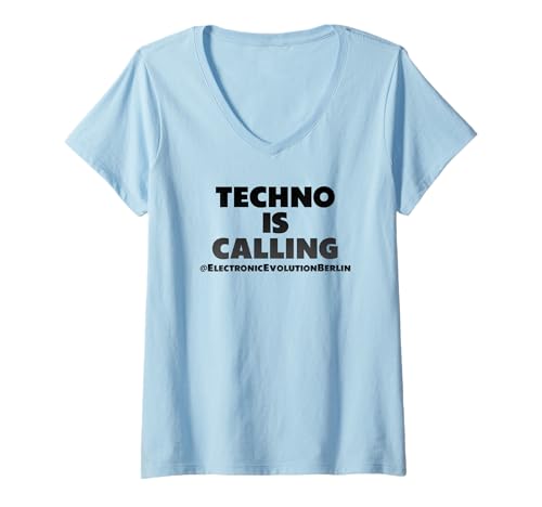 Damen Techno is Calling, Musik, Techno Berlin, Technomusik T-Shirt mit V-Ausschnitt Damen Techno is Calling, Musik, Techno Berlin, Technomusik T-Shirt mit V-Ausschnitt von Electronic Evolution Berlin