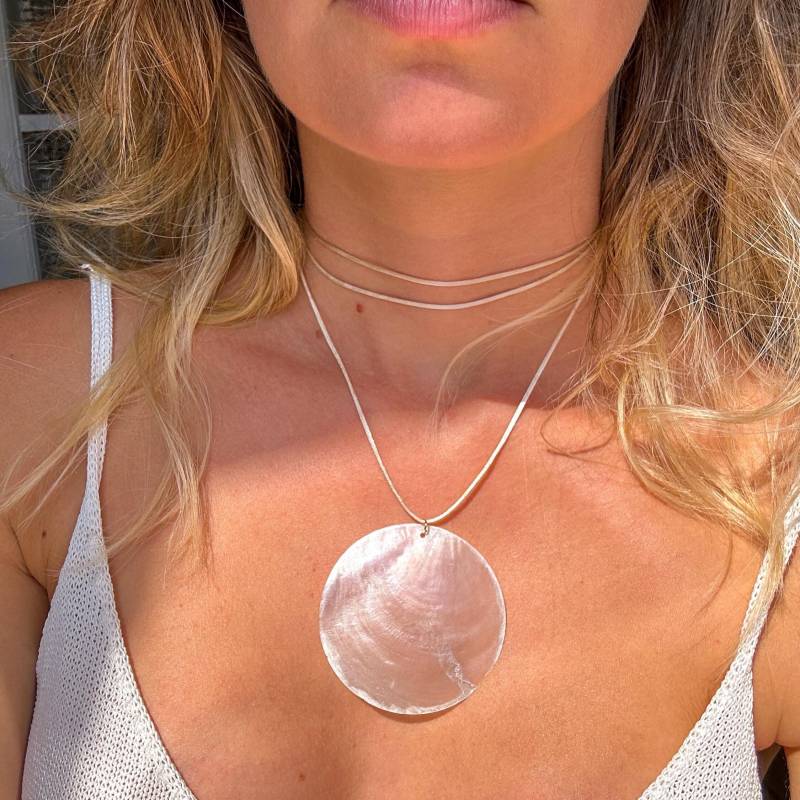 Vollmond Perlmutt Anhänger Halskette von ElectronslibresShop