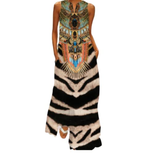 Eleery Damen armlos Schwarz Weiss Welle Kleid Afrika Style Mini Bluse Kleider (M) von Eleery