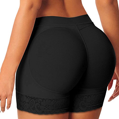 Petalum Damen Unterwäsche Po Push Up Unterhose Slip Panties Hoch Taille Spitze Padded Höschen Seamless Bodyshaper Shapewear EU 36-38 = Tag M Schwarz von Petalum