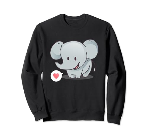 Niedlicher Elefant mit Herz Grafik für Herren Damen Kinder Sweatshirt von Elefant Elefanten Kleidung lustige witzige Sprüche