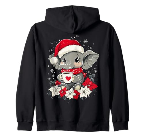 Elefant Weihnachten Frauen Männer Kinder Weihnachten Elefant Kapuzenjacke von Elefant Kaffee Blumen Weihnachten Damen Herren