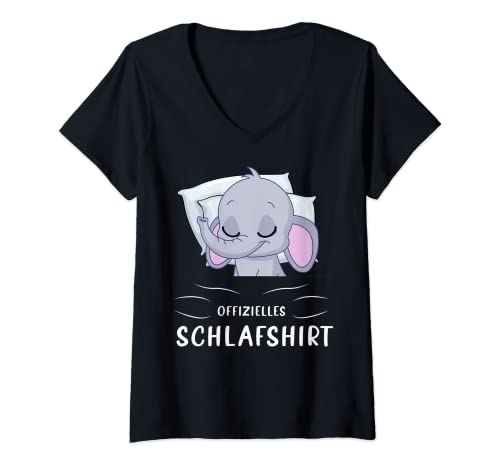 Damen Offizielles Schlafshirt Elefant Schlafanzug lustige tiere T-Shirt mit V-Ausschnitt Damen Offizielles Schlafshirt Elefant Schlafanzug lustige tiere T-Shirt mit V-Ausschnitt von Elefant Offizielles Schlafshirt lustige tiere