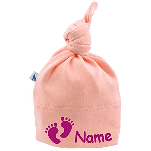 Elefantasie Baby Knotenmütze Füße personalisiert mit Namen aus Baumwolle rosa Größe 41 von Elefantasie