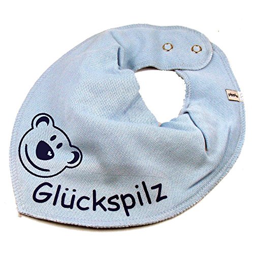 HALSTUCH mit Namen oder Text personalisiert für Baby oder Kind aus Baumwolle in Einheitsgröße Bär hellblau von Elefantasie