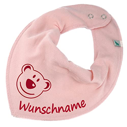 HALSTUCH BÄR mit Namen oder Text personalisiert rosa für Baby oder Kind von Elefantasie