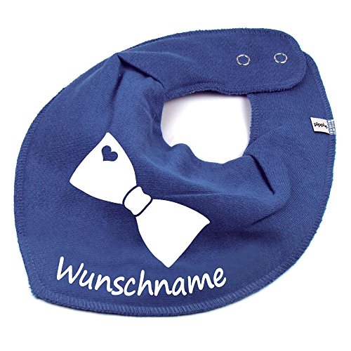 HALSTUCH FLIEGE mit Namen oder Text personalisiert taubenblau für Baby oder Kind von Elefantasie