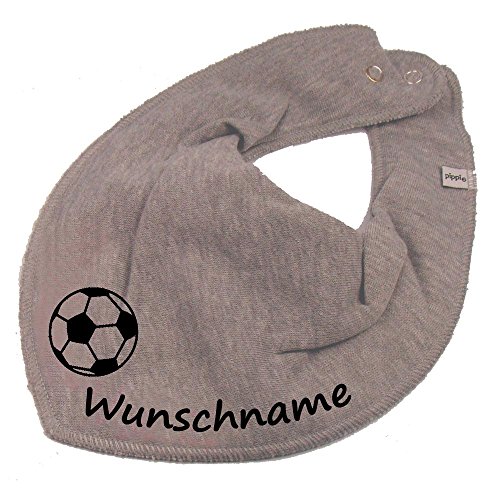 HALSTUCH Fußball mit Namen oder Text personalisiert grau für Baby oder Kind von Elefantasie