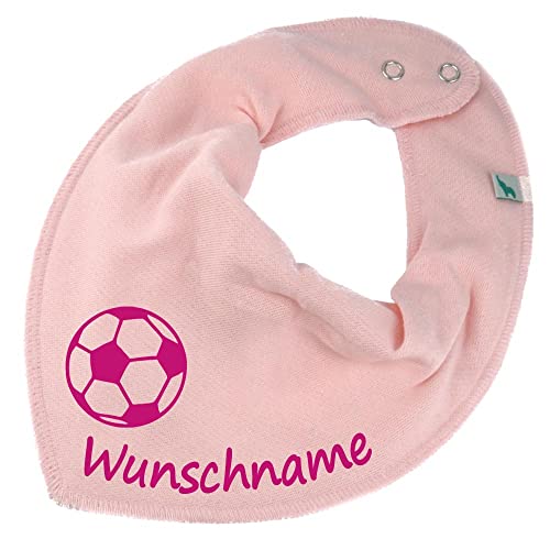 HALSTUCH Fußball mit Namen oder Text personalisiert rosa für Baby oder Kind von Elefantasie