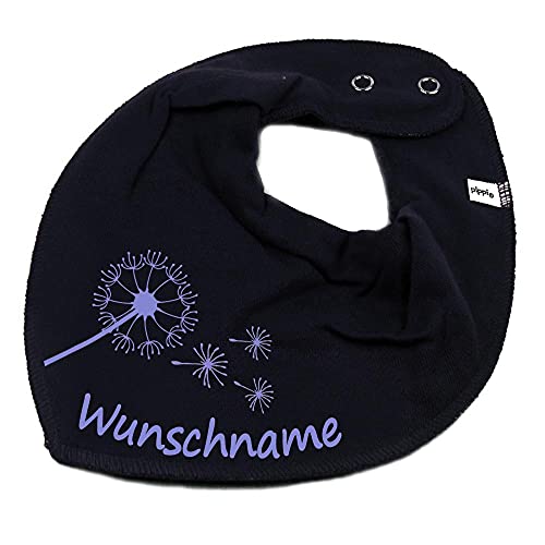 HALSTUCH mit Namen oder Text personalisiert für Baby oder Kind aus Baumwolle in Einheitsgröße Pusteblume blau von Elefantasie