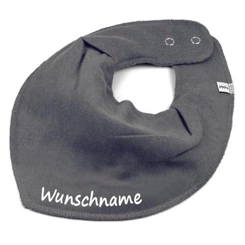 HALSTUCH mit Namen oder Text personalisiert für Baby oder Kind aus Baumwolle in Einheitsgröße dunkelgrau von Elefantasie