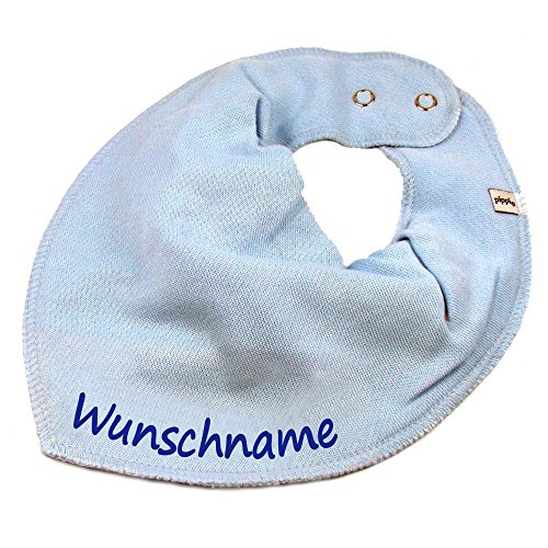 HALSTUCH mit Namen oder Text personalisiert für Baby oder Kind aus Baumwolle in Einheitsgröße hellblau von Elefantasie