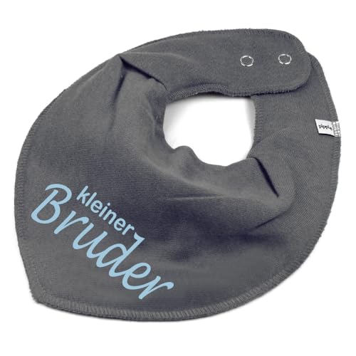 Elefantasie HALSTUCH mit Spruch kleiner Bruder für Baby oder Kind dunkelgrau aus Baumwolle in Einheitsgröße von Elefantasie