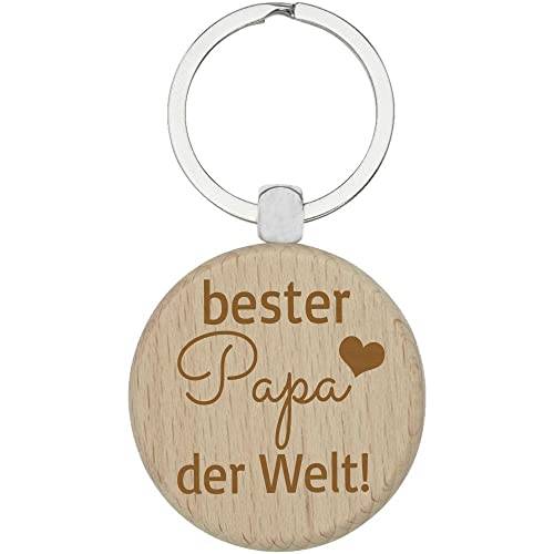 Elefantasie Holz Schlüsselanhänger mit Name graviert Namensanhänger Gravur Personalisierung Spruch Familie Bester Papa von Elefantasie