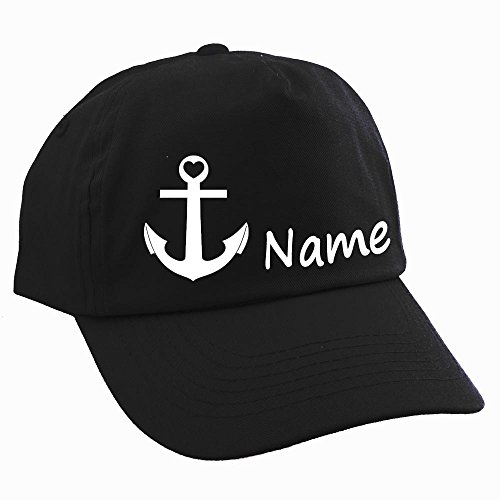 Elefantasie Personalisierte Cap für Kinder Baseball Kappe mit Name oder Wunschwort Bedruckt für Jungen und Mädchen Anker Schwarz von Elefantasie