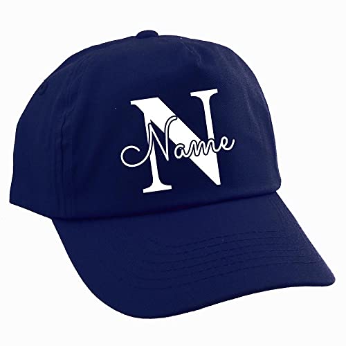 Elefantasie Personalisierte Cap für Kinder Baseball Kappe mit Name oder Wunschwort Bedruckt für Jungen und Mädchen Buchstabe Marine von Elefantasie