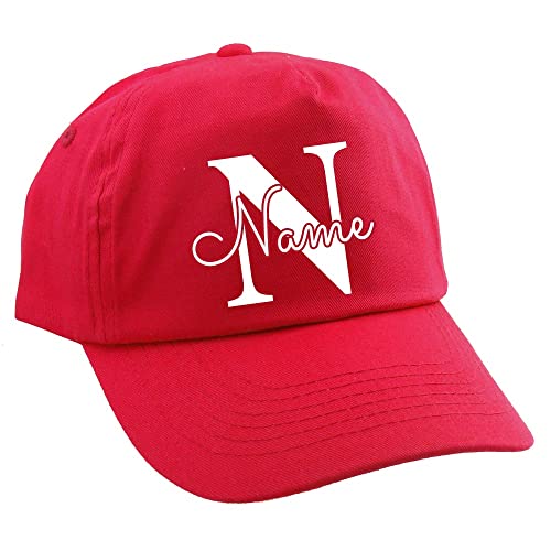 Elefantasie Personalisierte Cap für Kinder Baseball Kappe mit Name oder Wunschwort Bedruckt für Jungen und Mädchen Buchstabe Rot von Elefantasie