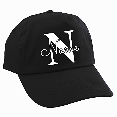 Elefantasie Personalisierte Cap für Kinder Baseball Kappe mit Name oder Wunschwort Bedruckt für Jungen und Mädchen Buchstabe Schwarz von Elefantasie