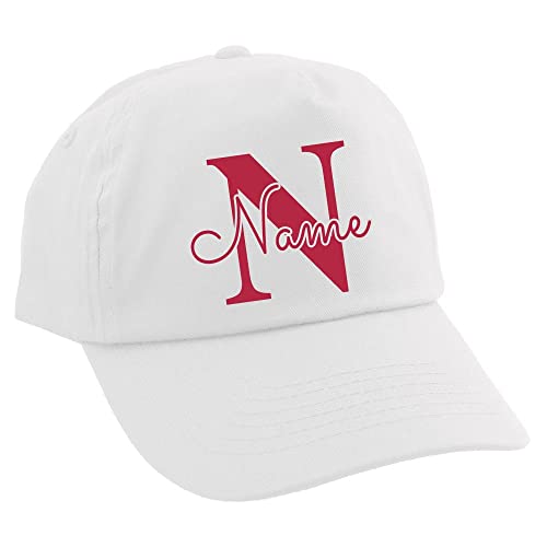 Elefantasie Personalisierte Cap für Kinder Baseball Kappe mit Name oder Wunschwort Bedruckt für Jungen und Mädchen Buchstabe Weiß von Elefantasie