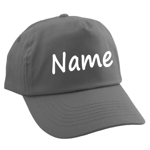 Elefantasie Personalisierte Cap für Kinder Baseball Kappe mit Name oder Wunschwort Bedruckt für Jungen und Mädchen Grau von Elefantasie