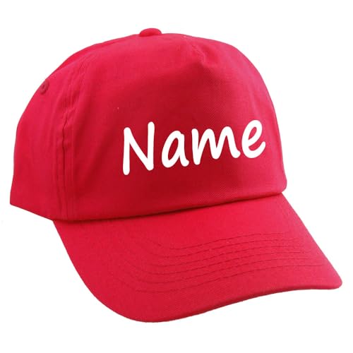 Elefantasie Personalisierte Cap für Kinder Baseball Kappe mit Name oder Wunschwort Bedruckt für Jungen und Mädchen Rot von Elefantasie