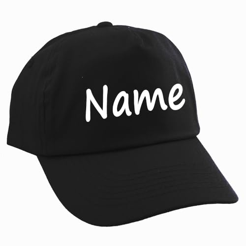 Elefantasie Personalisierte Cap für Kinder Baseball Kappe mit Name oder Wunschwort Bedruckt für Jungen und Mädchen Schwarz von Elefantasie