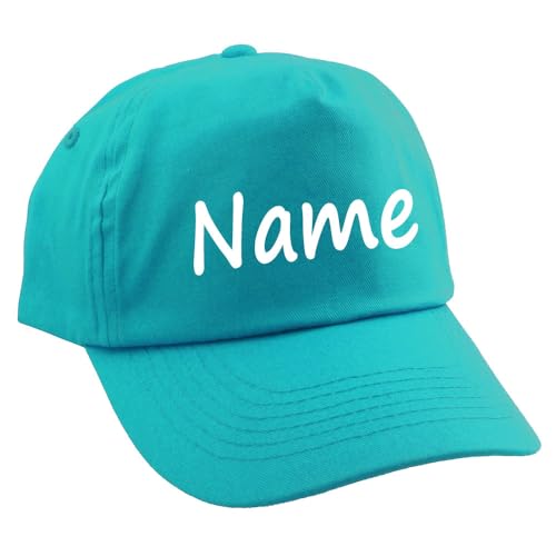 Elefantasie Personalisierte Cap für Kinder Baseball Kappe mit Name oder Wunschwort Bedruckt für Jungen und Mädchen Türkis von Elefantasie